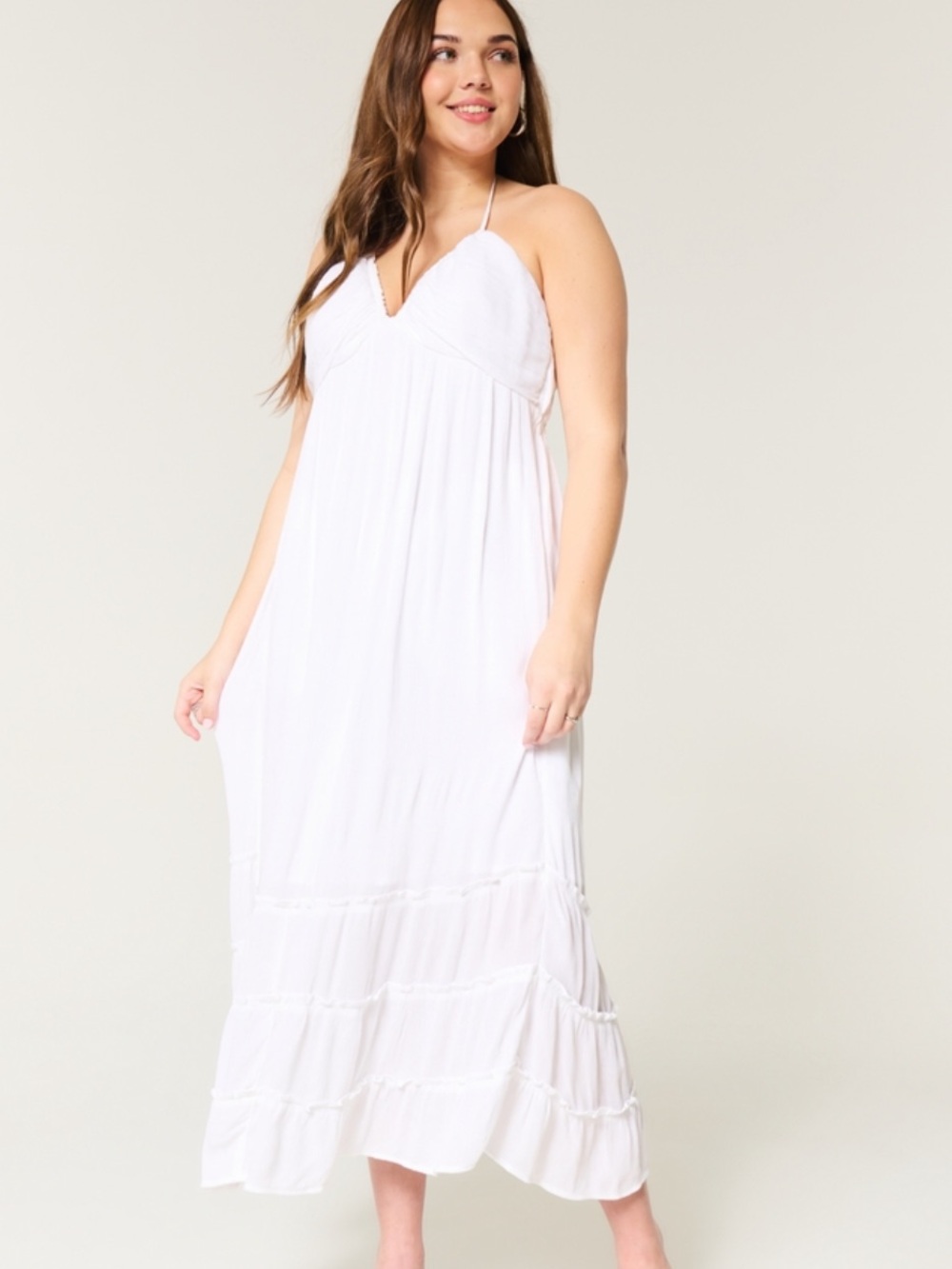 Open back halter maxi dress